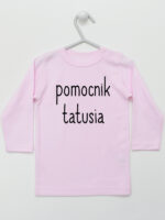 Pomocnik Tatusia - t-shirt dla chłopczyka z napisami - Różowy - Koszulka długi rękaw