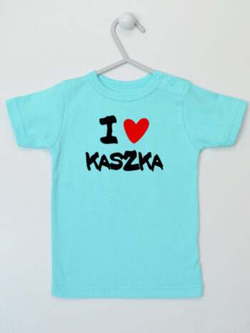 I Love Kaszka z Sercem - koszulka z napisami - Miętowy - Koszulka krótki rękaw