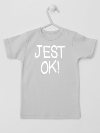 Jest Ok! - koszulka z napisami dla niemowlaka - Szary - Koszulka krótki rękaw