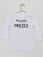 Przyszły Prezes - koszulka z napisami chłopięce - Biały - Koszulka długi rękaw