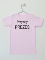 Przyszły Prezes - koszulka z napisami chłopięce - Różowy - Koszulka krótki rękaw
