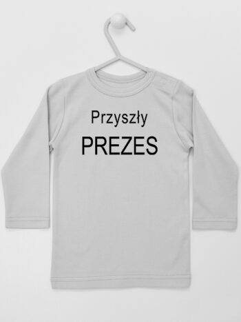 Przyszły Prezes - koszulka z napisami chłopięce - Szary - Koszulka długi rękaw