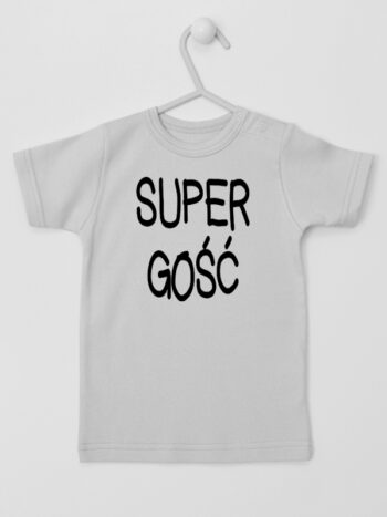 Super Gość - koszulka z napisami dla niemowląt - Szary - Koszulka krótki rękaw