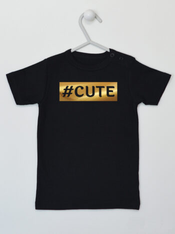 #Cute Hashtag Kolor Złoty - koszulka niemowlęca - Czarny - Koszulka krótki rękaw