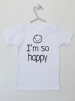 I'M So Happy - koszulka z wesołym napisem - Biały - Koszulka krótki rękaw
