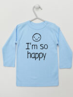 I'M So Happy - koszulka z wesołym napisem - Błękitny - Koszulka długi rękaw