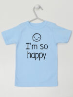 I'M So Happy - koszulka z wesołym napisem - Błękitny - Koszulka krótki rękaw