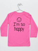 I'M So Happy - koszulka z wesołym napisem - Ciemny Różowy - Koszulka długi rękaw