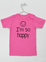 I'M So Happy - koszulka z wesołym napisem - Ciemny Różowy - Koszulka krótki rękaw