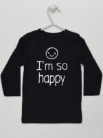 I'M So Happy - koszulka z wesołym napisem - Czarny - Koszulka długi rękaw