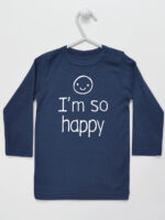 I'M So Happy - koszulka z wesołym napisem - Granatowy - Koszulka długi rękaw