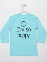 I'M So Happy - koszulka z wesołym napisem - Miętowy - Koszulka długi rękaw