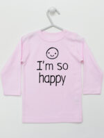 I'M So Happy - koszulka z wesołym napisem - Różowy - Koszulka długi rękaw