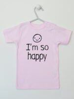 I'M So Happy - koszulka z wesołym napisem - Różowy - Koszulka krótki rękaw