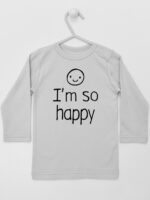 I'M So Happy - koszulka z wesołym napisem - Szary - Koszulka długi rękaw