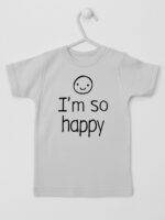 I'M So Happy - koszulka z wesołym napisem - Szary - Koszulka krótki rękaw