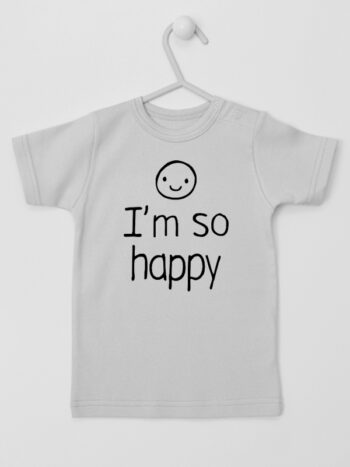 I'M So Happy - koszulka z wesołym napisem - Szary - Koszulka krótki rękaw