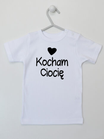 Kocham Ciocię z Serduszkiem - koszulka z napisem o cioci - Biały - Koszulka krótki rękaw