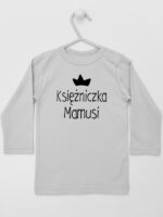 Księżniczka Mamusi z Koroną - koszulka z napisami - Szary - Koszulka długi rękaw Księżniczka Mamusi z Koroną - koszulka z napisami - Szary - Koszulka długi rękaw