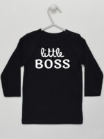 Little Boss - koszulka niemowlęca z nadrukiem - Czarny - Koszulka długi rękaw