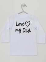 Love My Dad Nadruk Biały z Sercem - koszulka z napisem - Biały - Koszulka długi rękaw