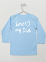 Love My Dad Nadruk Biały z Sercem - koszulka z napisem - Błękitny - Koszulka długi rękaw