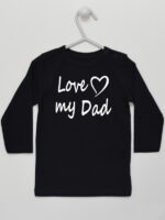 Love My Dad Nadruk Biały z Sercem - koszulka z napisem - Czarny - Koszulka długi rękaw