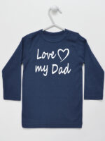 Love My Dad Nadruk Biały z Sercem - koszulka z napisem - Granatowy - Koszulka długi rękaw