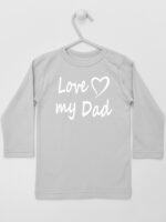 Love My Dad Nadruk Biały z Sercem - koszulka z napisem - Szary - Koszulka długi rękaw