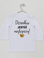 Dziadku Jesteś Najlepszy ze Złotym Sercem - koszulka dla dzieci - Biały - Koszulka długi rękaw