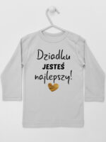 Dziadku Jesteś Najlepszy ze Złotym Sercem - koszulka dla dzieci - Szary - Koszulka długi rękaw