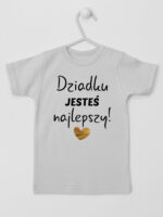 Dziadku Jesteś Najlepszy ze Złotym Sercem - koszulka dla dzieci - Szary - Koszulka krótki rękaw