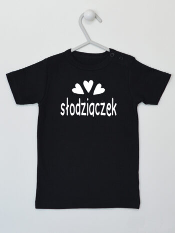 Napis Słodziaczek z Trzema Sercami - koszulka niemowlęca - Czarny - Koszulka krótki rękaw