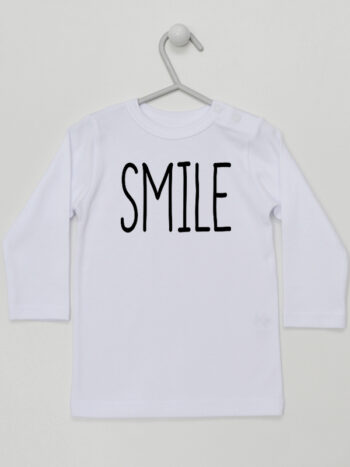 Smile - koszulka niemowlęca z napisem - Biały - Koszulka długi rękaw
