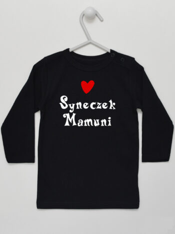 Syneczek Mamuni z Czerwonym Sercem - t-shirt dla chłopczyka - Czarny - Koszulka długi rękaw