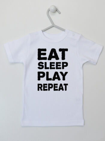 Eat Sleep Play Repeat - t-shirt z śmiesznym napisem - Biały - Koszulka krótki rękaw