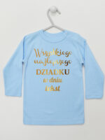 Wszystkiego Najlepszego Dziadku z Życzeniami - koszulka personalizowana - Błękitny - Koszulka długi rękaw