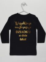 Wszystkiego Najlepszego Dziadku z Życzeniami - koszulka personalizowana - Czarny - Koszulka długi rękaw