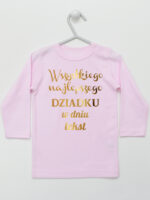 Wszystkiego Najlepszego Dziadku z Życzeniami - koszulka personalizowana - Różowy - Koszulka długi rękaw