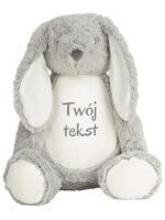 Króliczek Szary z Twoim Tekstem 45 cm - duża maskotka dla niemowląt - 1