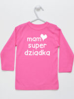 Mam Super Dziadka - koszulka niemowlęca z napisami - Ciemny Różowy - Koszulka długi rękaw
