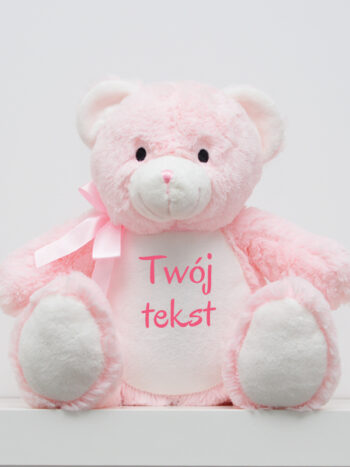 Pluszak Miś Różowy z Twoim Napisem 40 cm - maskotka z nadrukiem - 1