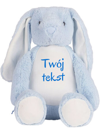 Niebieski Króliczek z Twoim Napisem – Personalizowana Maskotka 45 cm - 1