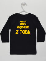 Napis Niech Moc Będzie z Tobą - koszulka z nadrukiem - Czarny - Koszulka długi rękaw