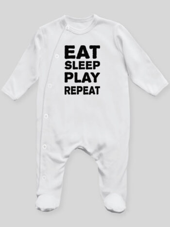 Eat Sleep Play Repeat - pajac niemowlęcy - Biały