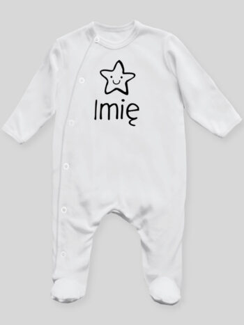 Uśmiechnięta Gwiazdka z Imieniem - śpioszek personalizowany - Biały