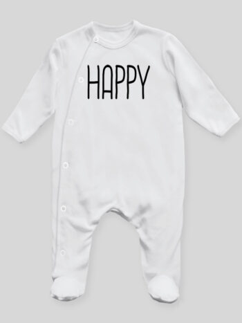 Happy 02 - pajac niemowlęcy - Biały