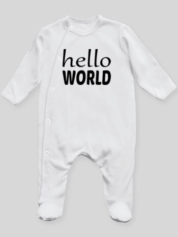 Hello World - pajac niemowlęcy - Biały
