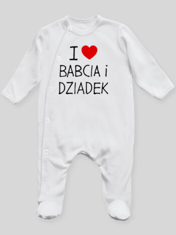 I Love Babcia I Dziadek - pajac niemowlęcy - Biały