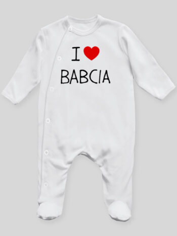 I Love Babcia - pajac niemowlęcy - Biały